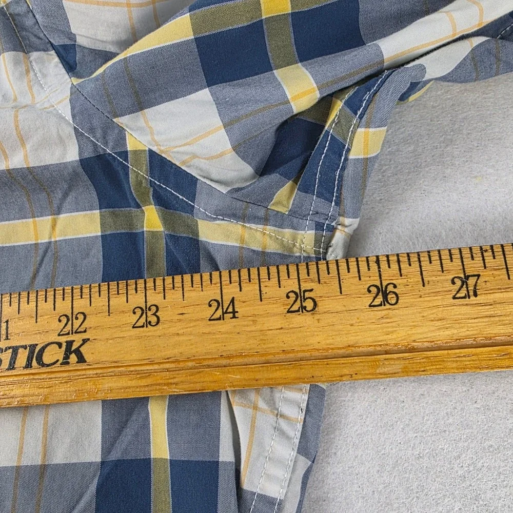 Banana Republic Camden Fit Shirt Mens XL Tall Blue Yellow Plaid Button Down 078